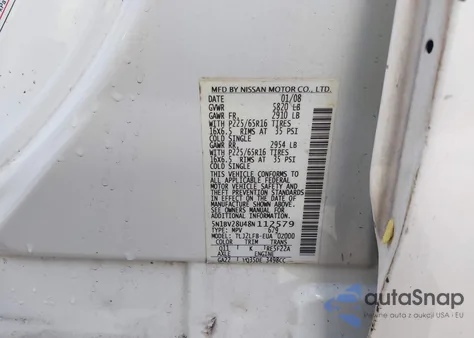 2008 Nissan Quest 3.5 z USA, uszkodzony, nr VIN 5N1BV28U48N112579